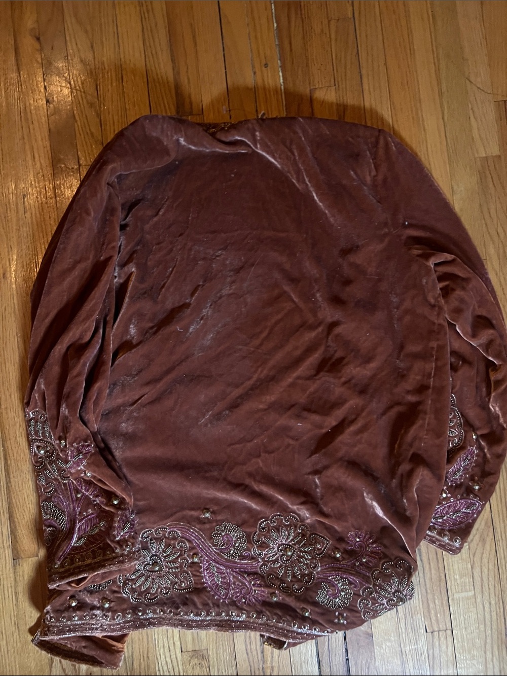 Free People Terracotta Velvet Embellished Open Jacket - Picture 4 of 5
